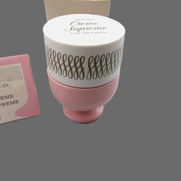 Avon Creme Supreme Jar, Pink White, Original Box and Pamplet, Vintage Vanity - Picture 3 of 7
